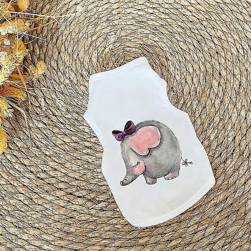 犬猫服かわいい漫画プリント夏のペットTシャツ小さな子犬の服猫ペットベストアクセサリークラシックペット用品ホワイトエレファント1