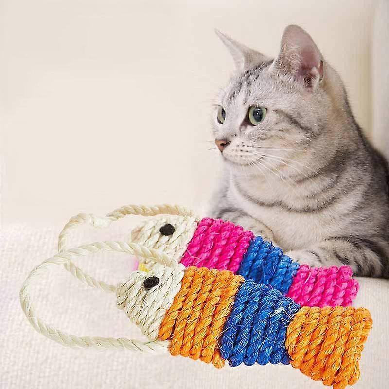 SCSYV Fish Shape Cat Scratcher Interactive Sisal Rope Cat Scratch Board Scratching Pad for Cat Kitten Indoor