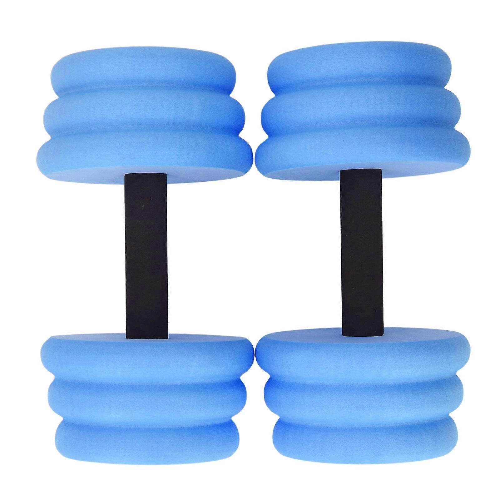 2pcs Floating Dumbbell EVA Thread Design Aquatic Exercise Dumbbell for Fitness Swimming Blue