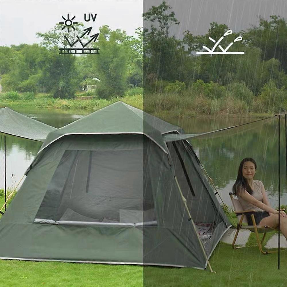 Automatic Quick-Open Waterproof Tent S/L, Green/Blue/Gold, 2.15-2.4m