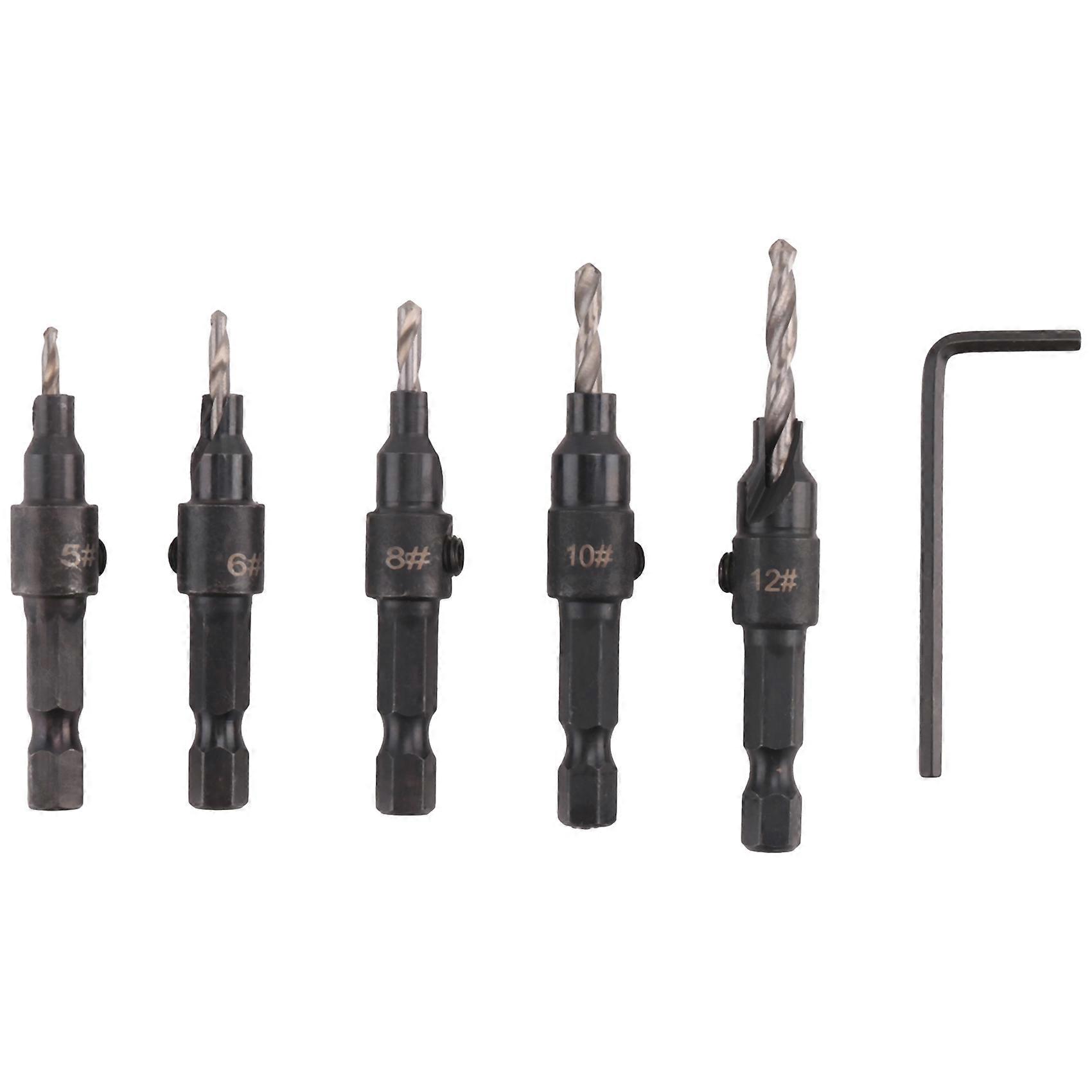 5Pcs Woodworking Hole Opener Set Hexagon Screw Hardware Tools