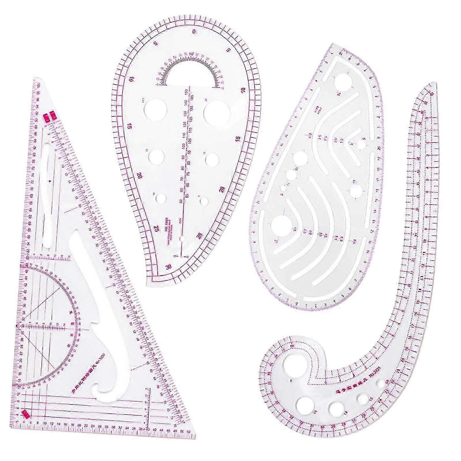 French Curve Ruler Set Sewing Ruler 4Pcs for Tailors Pattern Maker Designers
