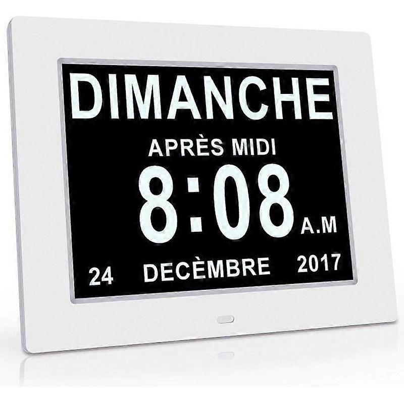 Calendar Clock - Auto Dimming - 8 Inch - White