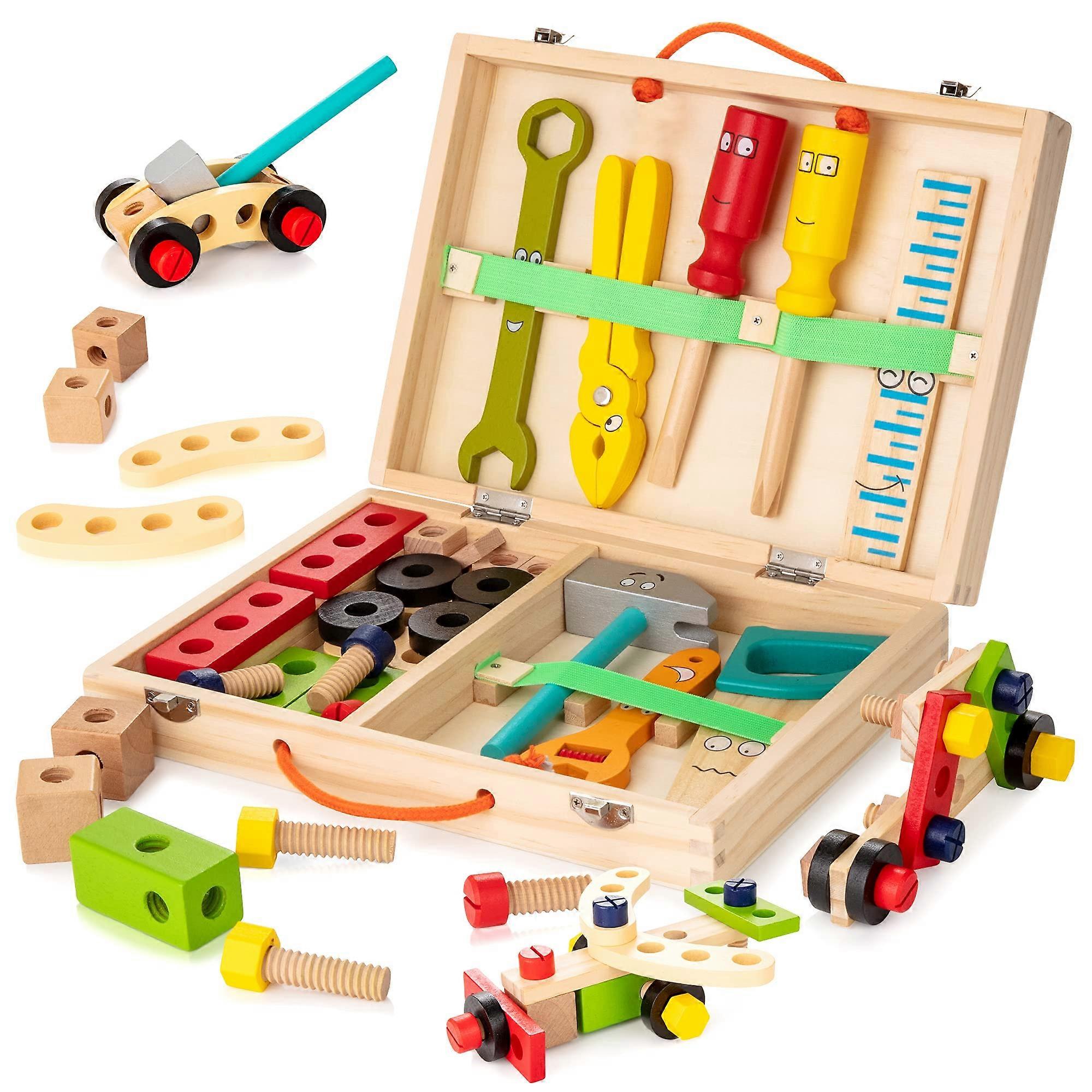 Tool Kit for Kids, 36Piece Wooden Toddler Tools Set, Birthday Gift
