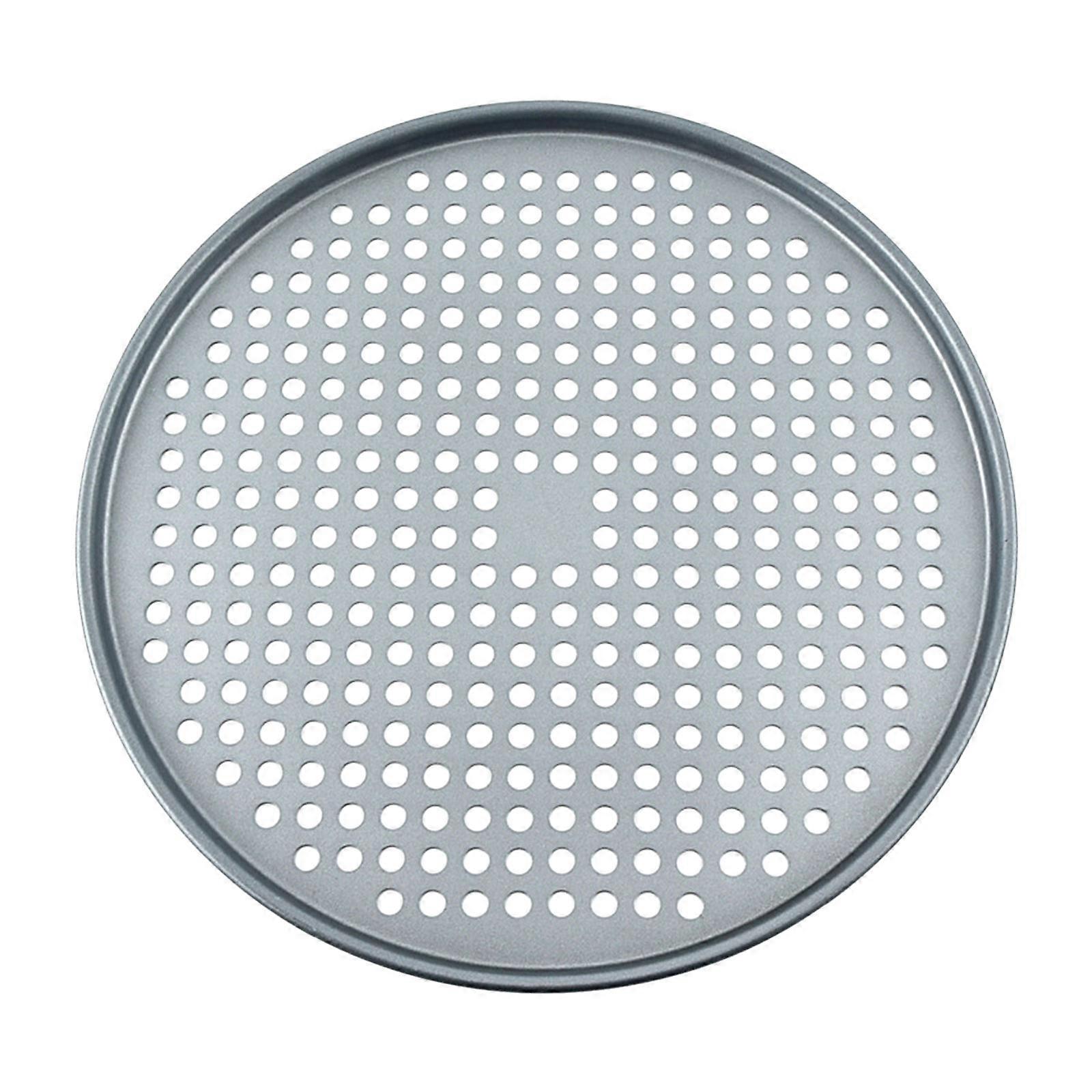 Plaque à pizza Plaques de cuisson à pizza Ustensiles de cuisson antiadhésifs Moule à tarte Bac à légumes avec trou Plaque ronde en acier inoxydable professionnel gris clair