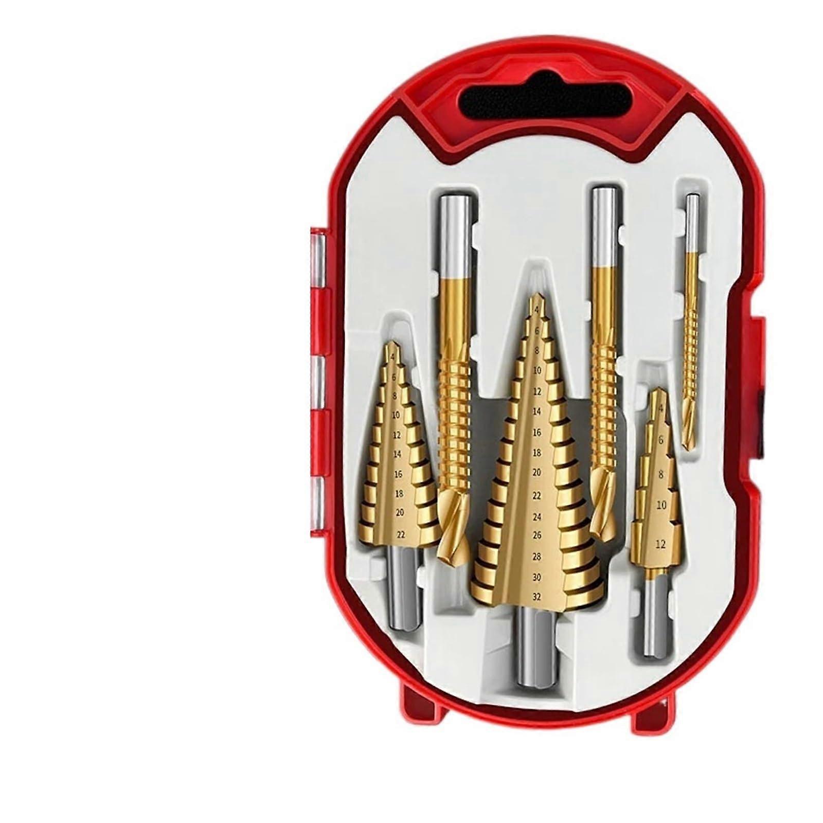 6PCS Step Drill Bit Set High Speed Steel Cone Drill Bits for Metal Wood Cutting 1/4 to 1-3/8 Inch Size