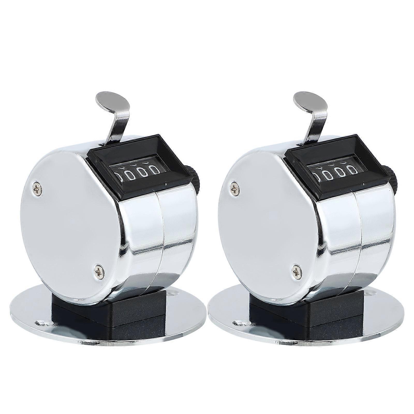 2Pcs Hand Tally Counters Portable Metal Counter for Home Use Silver Color