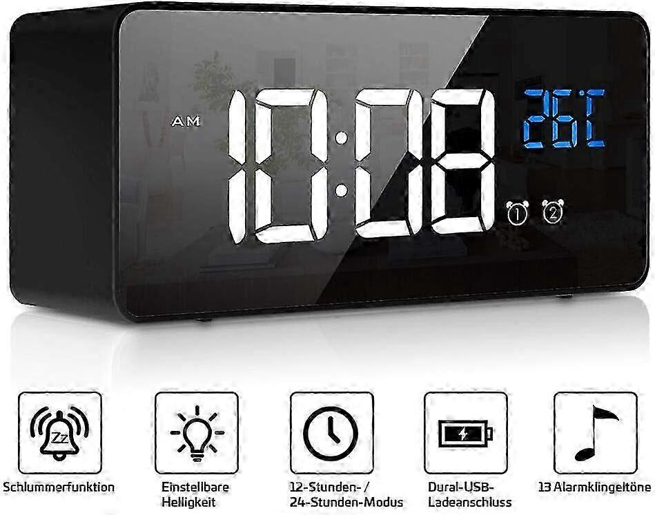2025 LED Digital Clock Desk Clock with Voice Control Function and Temperature Display
