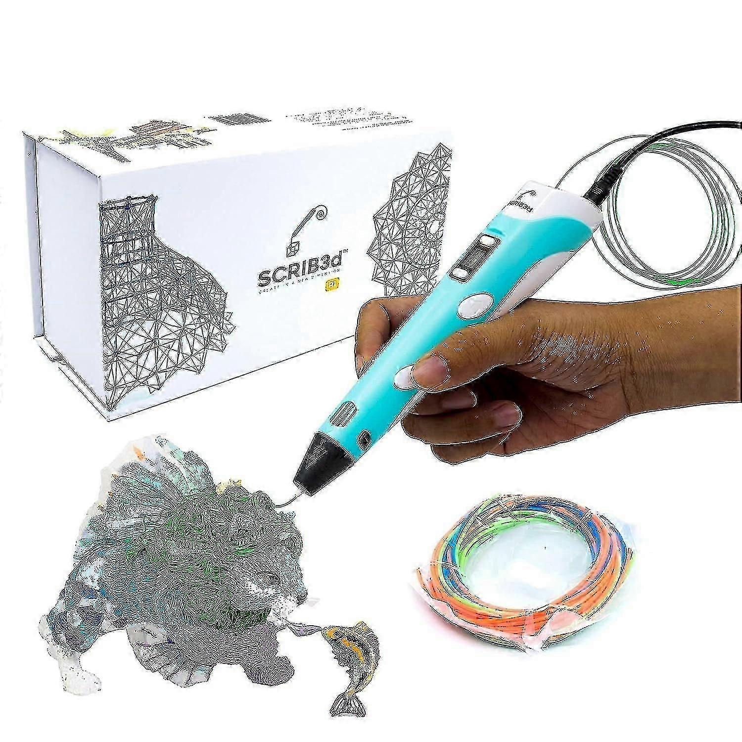 Scrib3d P1 3d Printing Pen With Display - Includes 3d Pen, 3 Starter Colors Of Pla Filament, Stencil-YI WU
