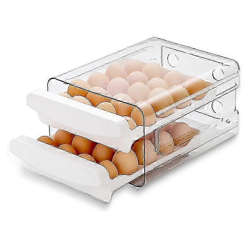 Egg Container for Refrigerator, 40 Grid/2 Layer Egg Holder for Refrigerator, Egg Drawer for Refrige