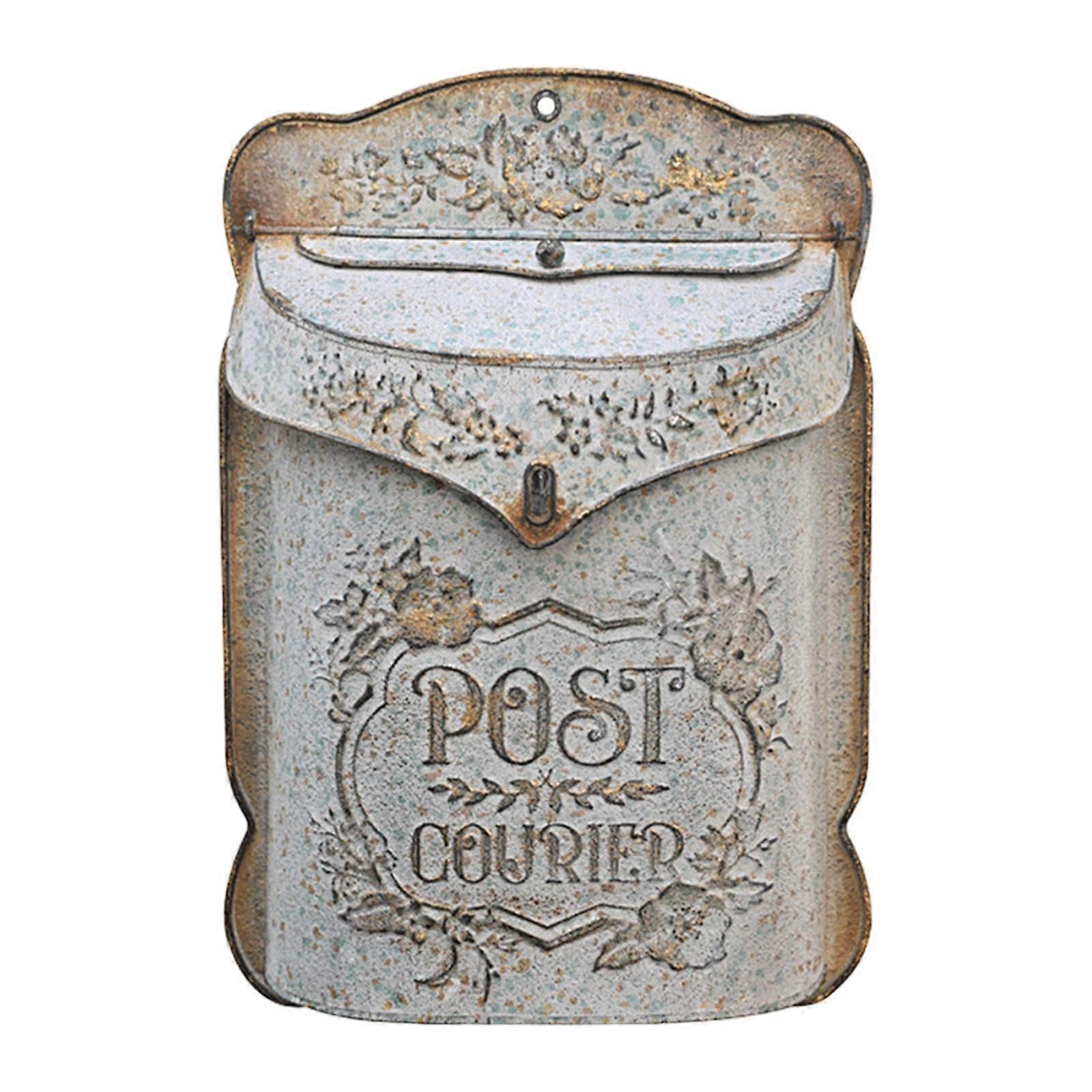 Embossed Wall Mounted Mailbox Holder Lockable Large Capacity Hanging Post Box