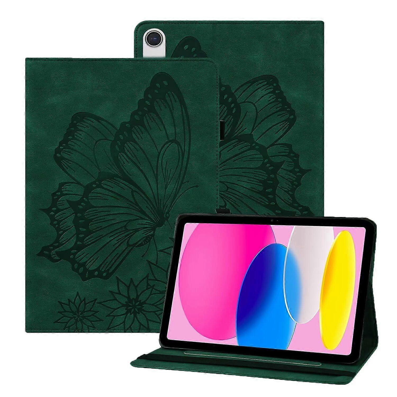 Tablet Case for iPad (2022) 10.9 Butterfly Design Premium Leather Anti-Fall Protection Tablet Cover with Card Slots and Stand Function
