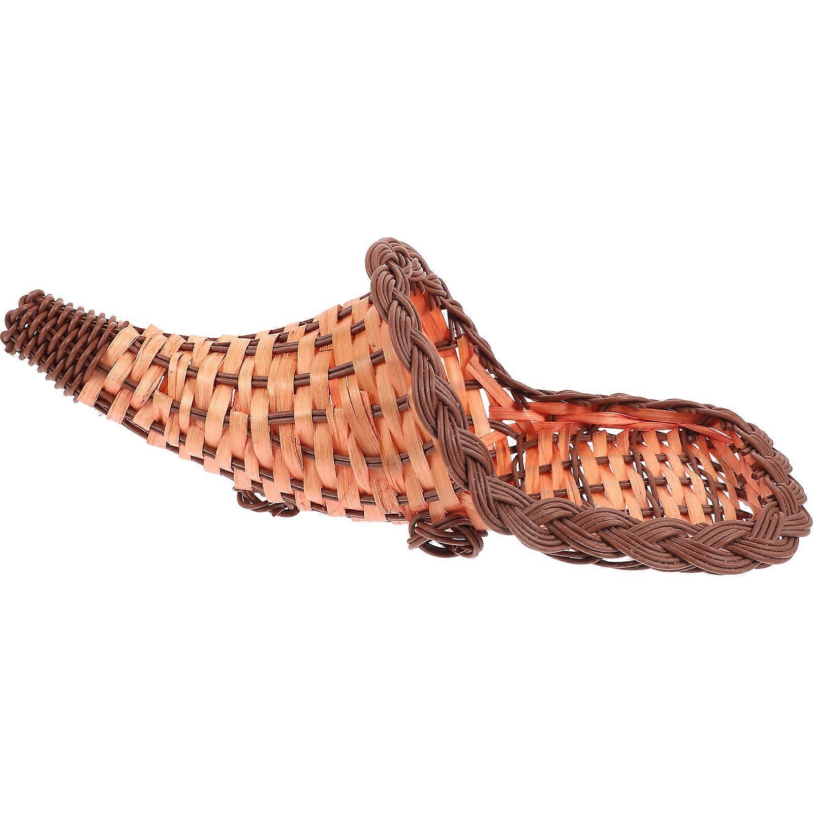 Practical Cornucopia Basket, Small Woven Piece for Thanksgiving or Year-Round Use