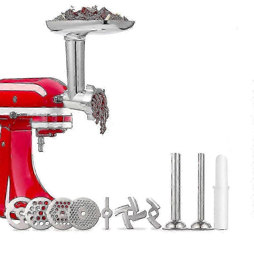מטחנת בשר מצורף עבור מערבלי מעמד Kitchenaid, כולל צינורות מילוי נקניק, מזון עמיד Gri