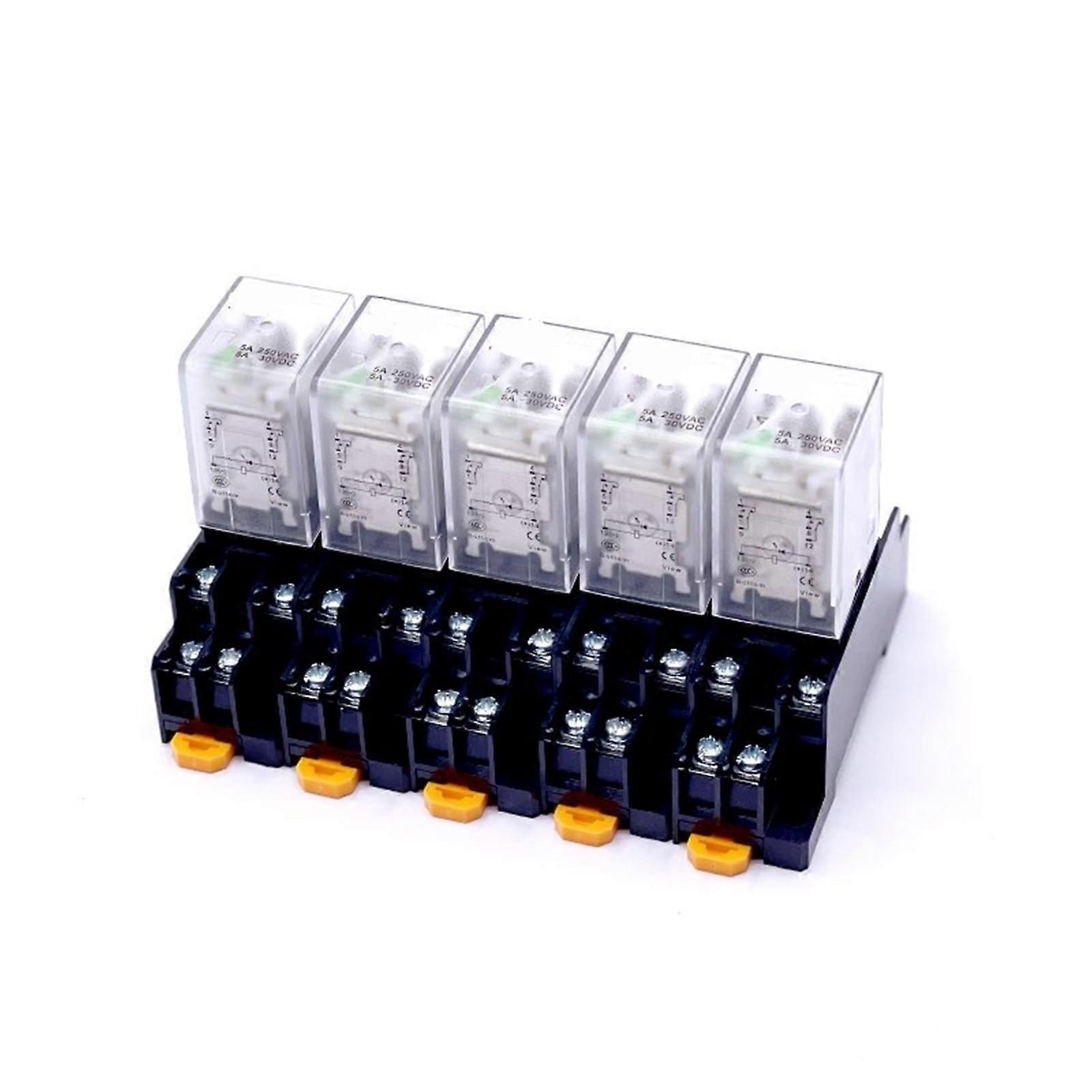 1pcs MY2P HH52P MY2NJ 12V 24V DC / 110V 220V AC Coil General Purpose DPDT Micro Mini Relay with Socket Base(DC 12)