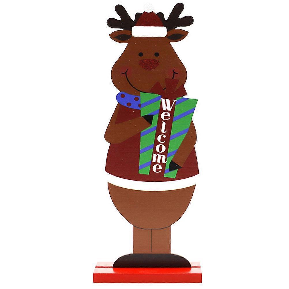 Wood Crafts Home Decor Elk Ornament Christmas Party Multi-Colored 25x8.8x4.5cm Decoration 1Pc