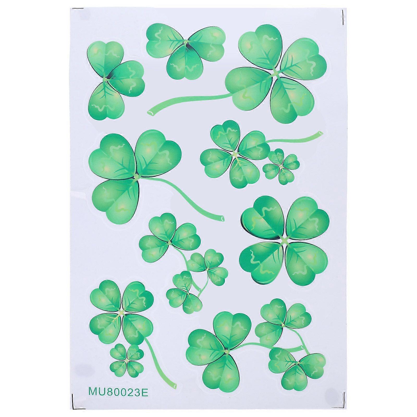 St Patricks Day Shamrock Decals Clover Patterned Stickers for Home Classroom Festival Decoration