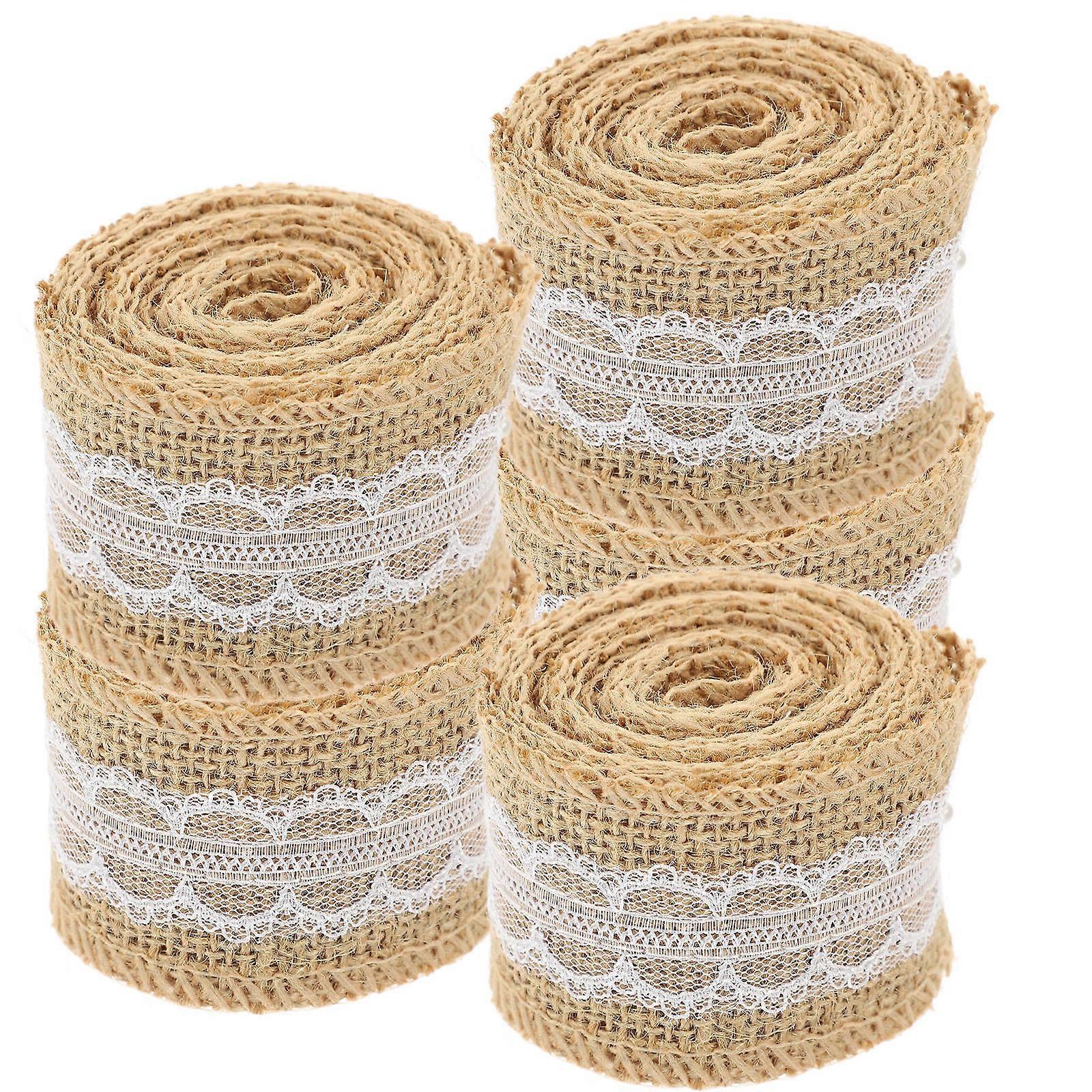 Vintage Lace Ribbon Jute Ribbon Party Decoration Festival Parties Khaki 200X5X0.1CM 5 Rolls