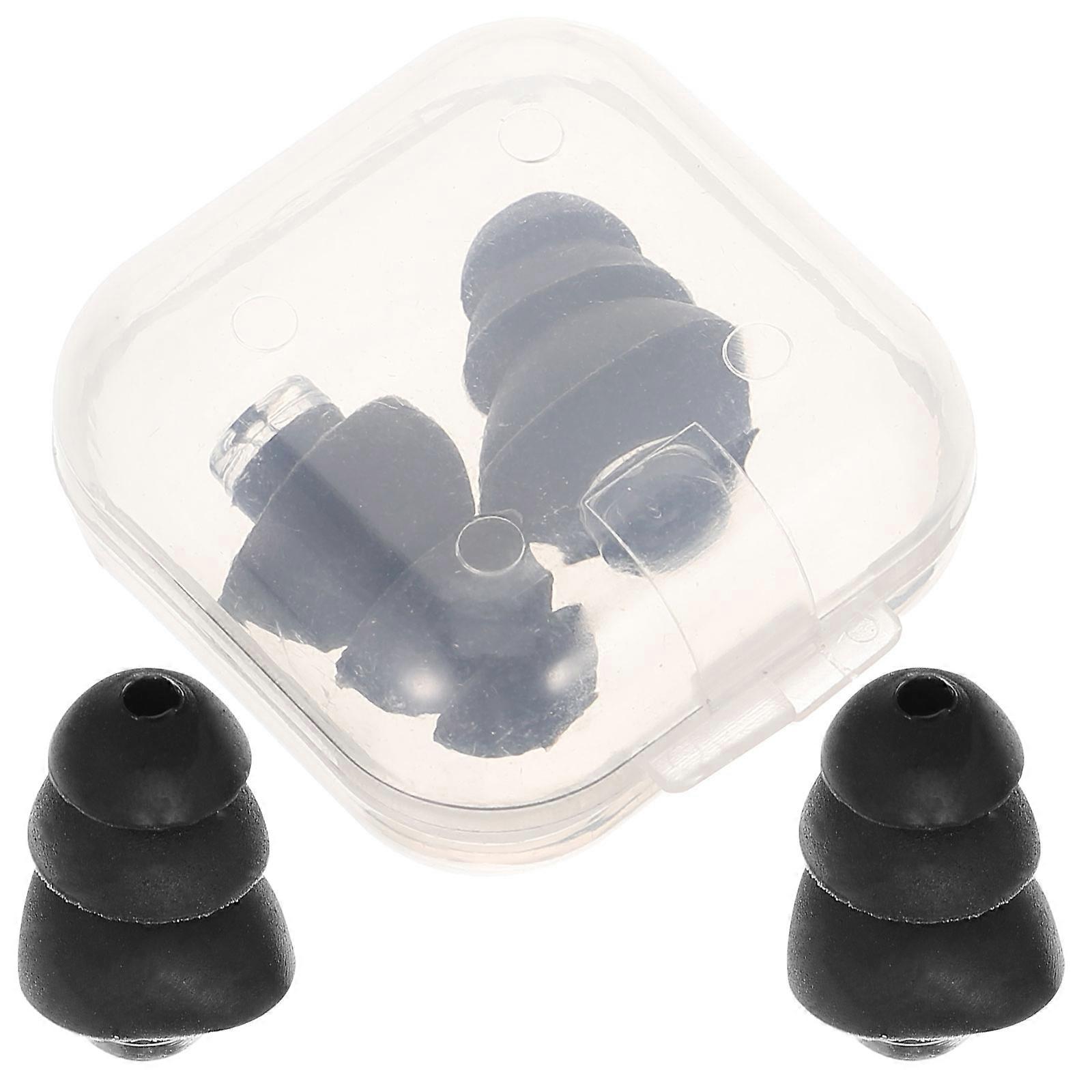 Anti-Noise Sleeping Earplugs Soundproof Black Silicone For Ear Protection During Family Study 2Pairs