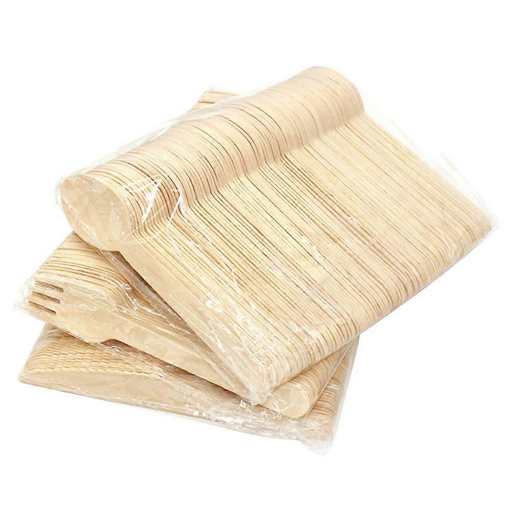 Eating Utensils Sets Wooden Tableware Forks Spoons Cutters Set Bamboo For Camping BBQ Outdoor Serving 200Pcs