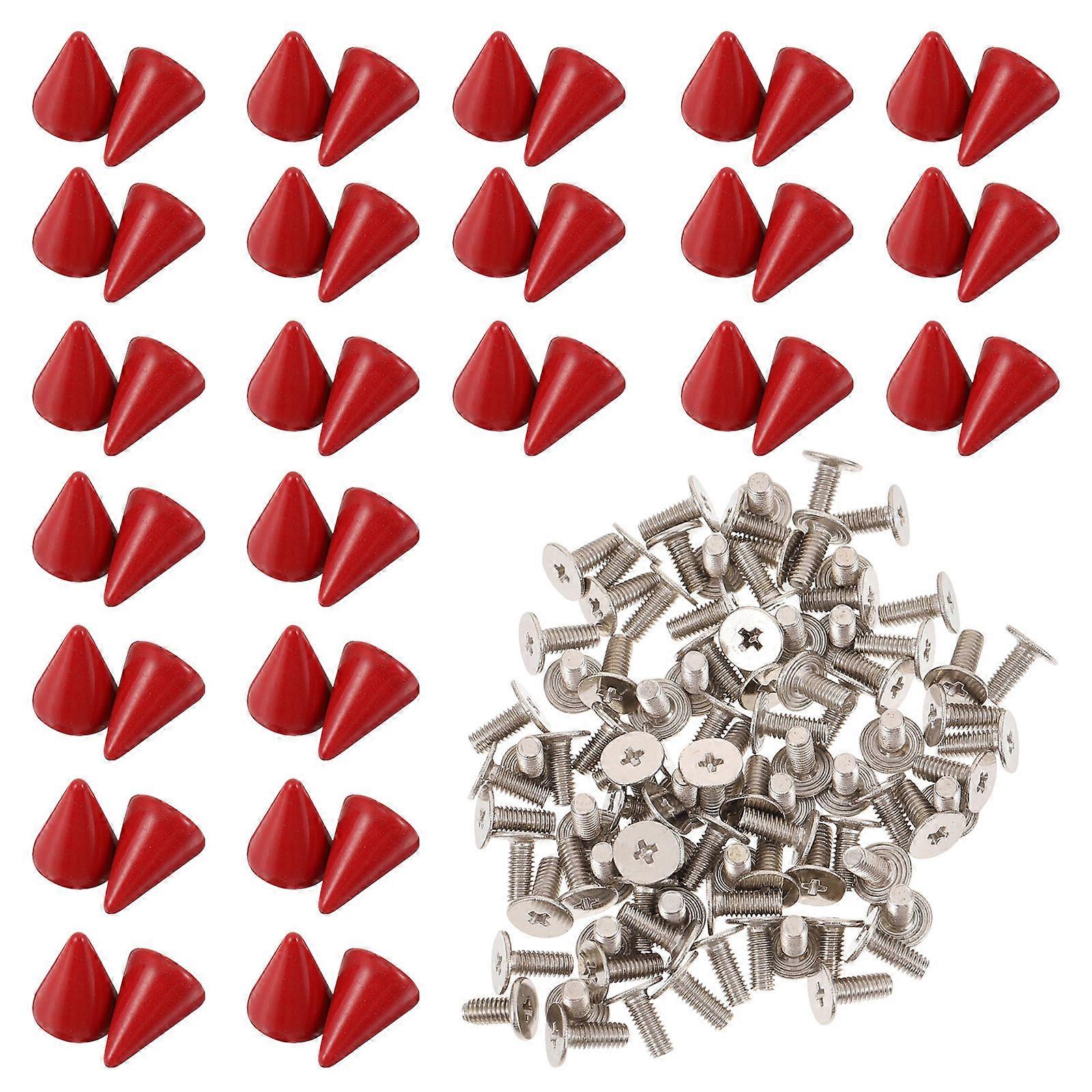 Diy Decorative Rivets Metal Cone Studs Diy Projects 1X0.7X0.7CM Red 100Sets
