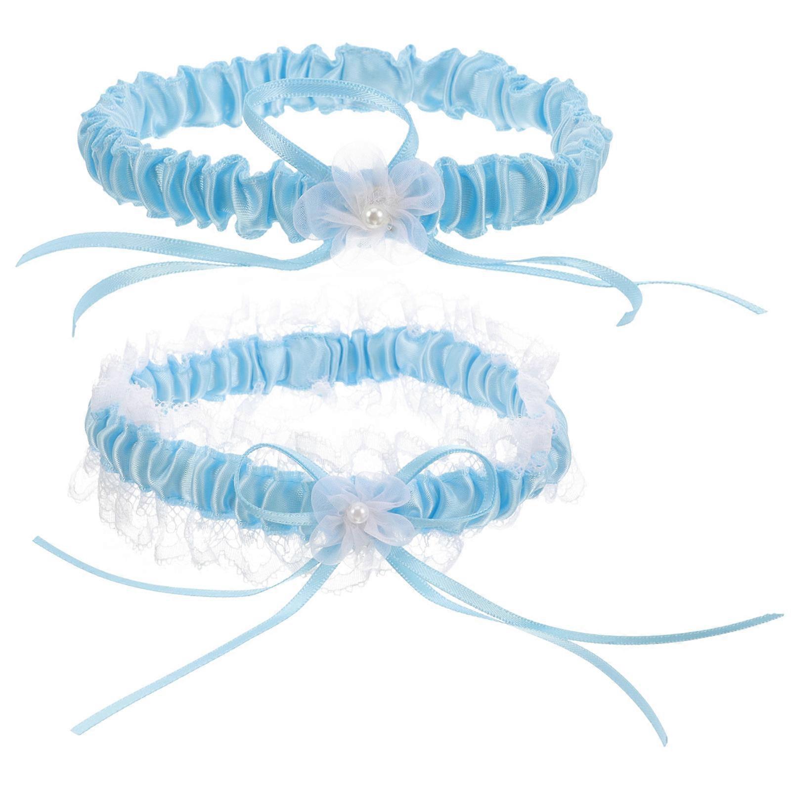 2pcs Wedding Lace Floral Gauze Bowknot Leg Bands for Brides – Comfortable Ornaments for Ceremony and Reception