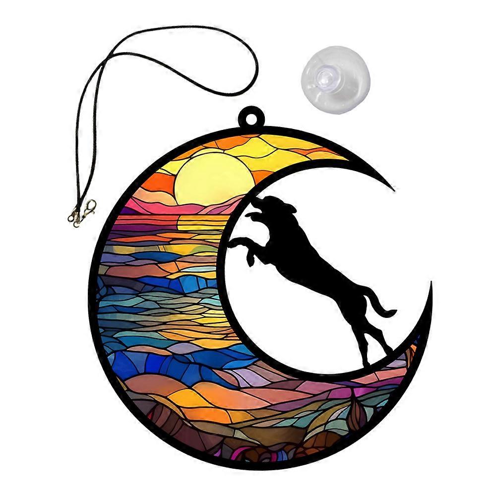 Dog Memory Ornament Dog On Moon Pendant Multi Colored 12 70X12 00X0 20Cm Hanging Decoration For Home Dorm Living Room 1Piece