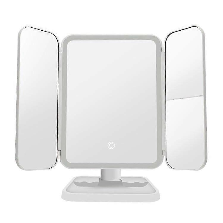 LEDlit makeup mirror with 3 lighting modes, perfect for desk bedroom, White 20x26cm