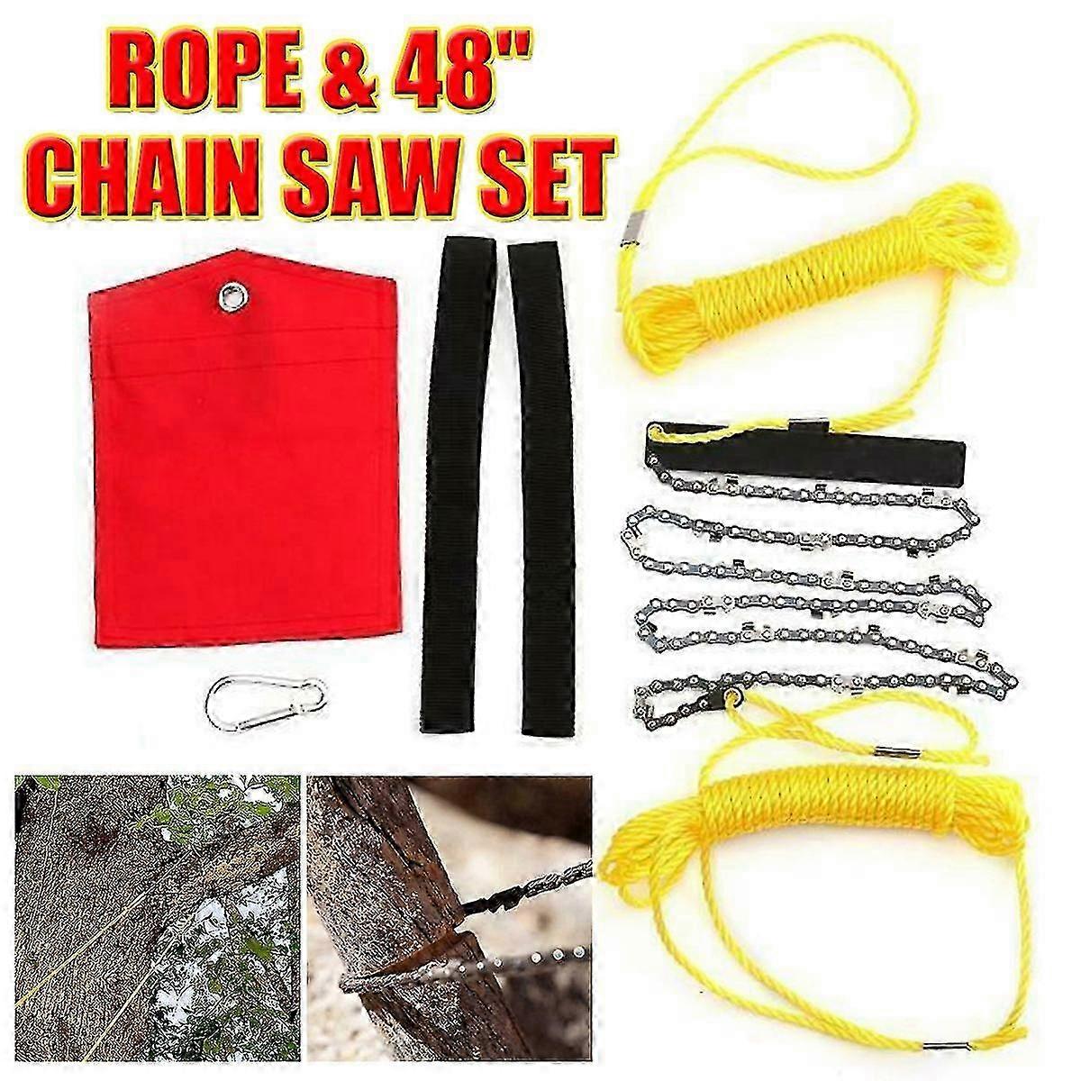 High Reach Limb Rope Chain Saw W/48" Chain Branch Tree Saw Trimmer Rope