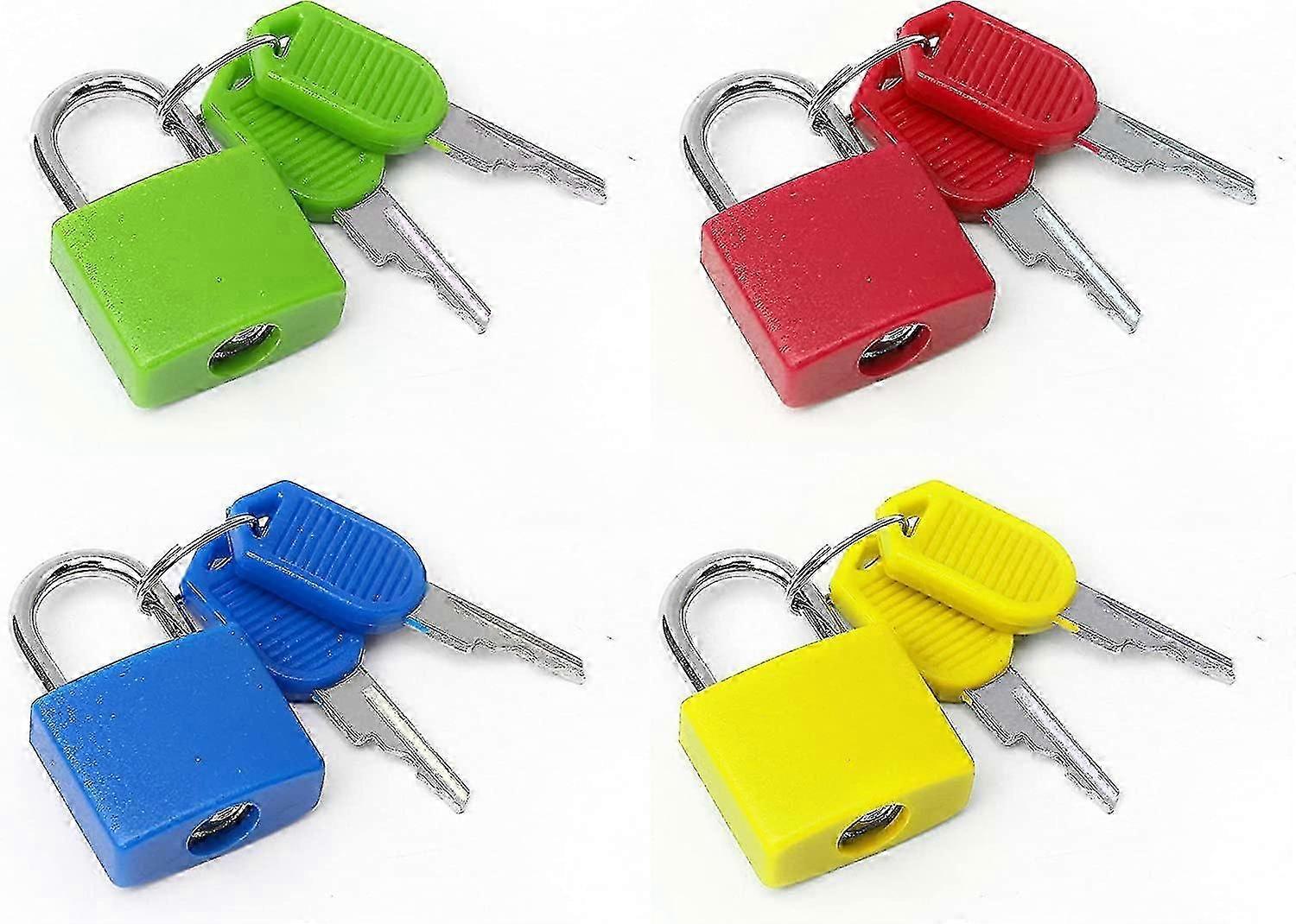 4 pcs Suitcase Locks with Keys, Small Padlocks Padlocks with Keys Coloured Metal Padlocks