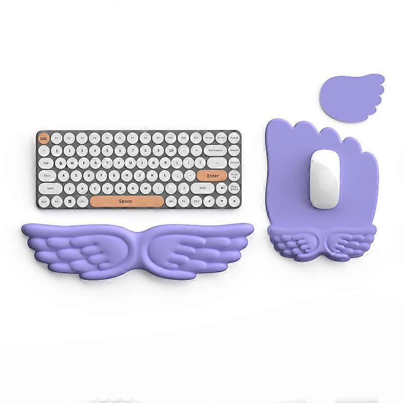 Keyboard and mouse pad with wrist rest, computer accessories to relieve wrist pain (Purple)