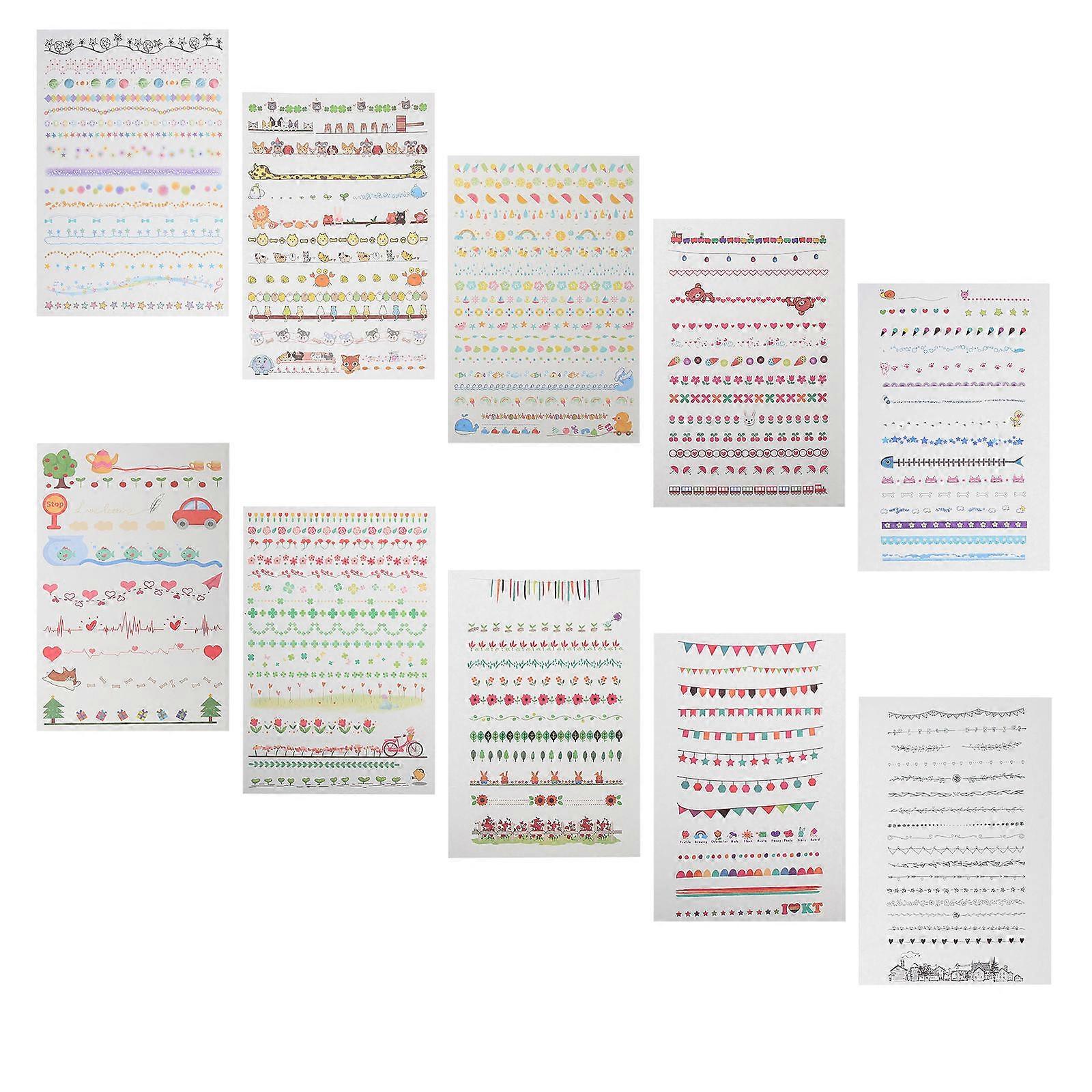 Scrapbooking Decorative Planner Decoration Assorted Color 21X14cm Parting Line 10 Sheets