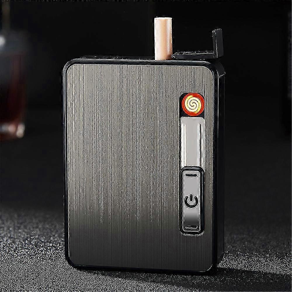 2-in-1 Automatic Rechargeable Cigarette Case Cigarette Lighter Flameless Lighter-MXBC