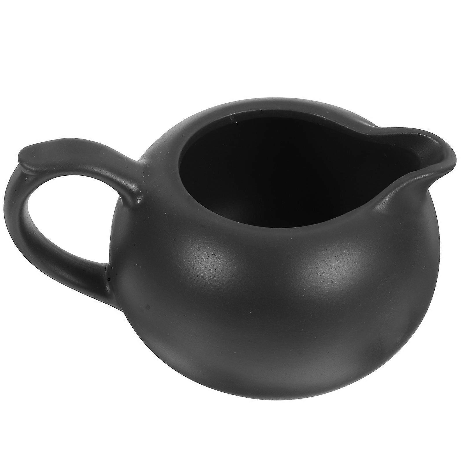 Ceramic Milk Kettle with Handle Easy Pouring Creamer Container for Home, Coffee Versatile Syrup & Sauce Pitcher with Unique Spout, Easy to Clean