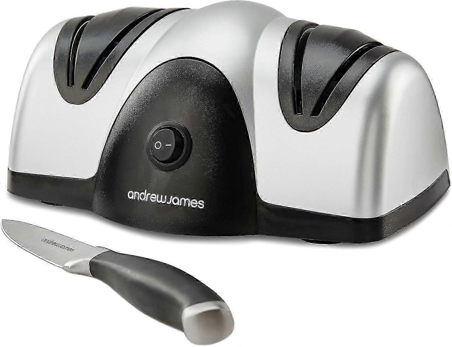 Electric Knife Sharpener, Metal Kitchen Chef Knife Sharpener with 2 Grinding Wheels | Makes Knife Sharpening Easy.