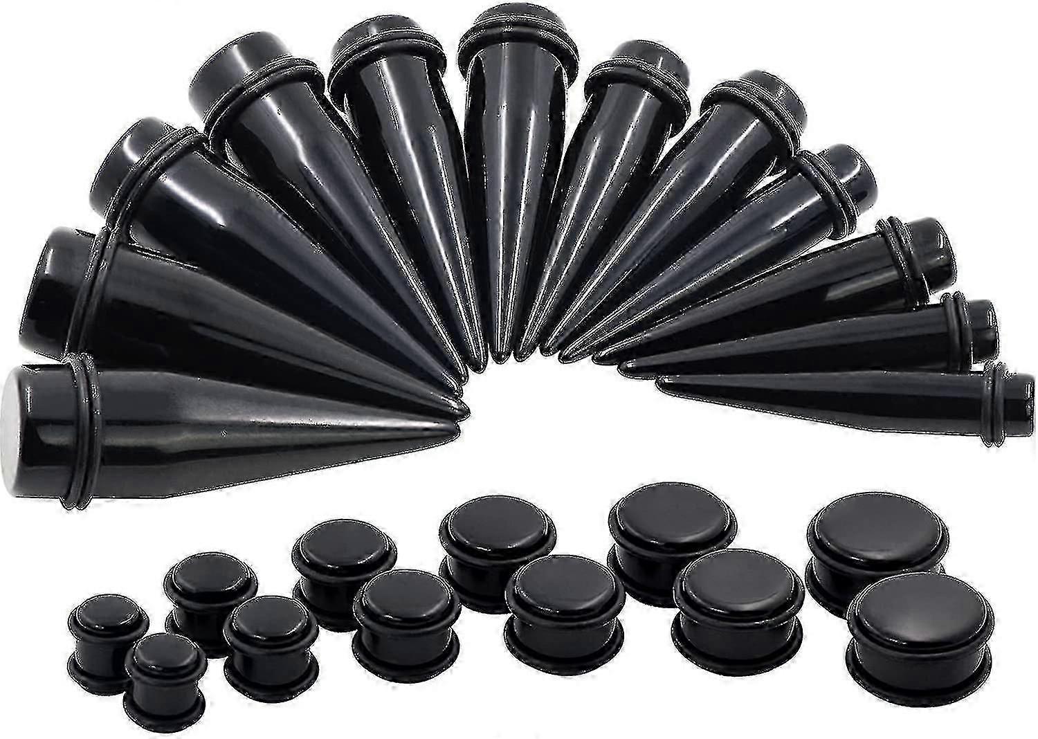 24PC Ear Stretching Kit 00G-20mm Acrylic Tapers & Plugs with O-Rings, Hypoallergenic