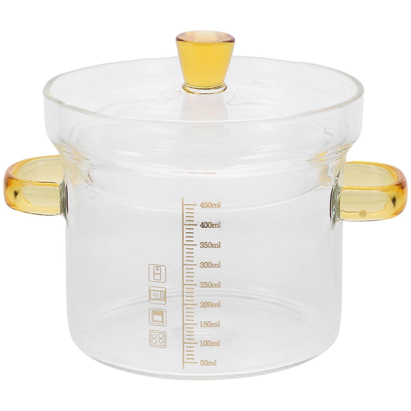 Glass Steam Pot Heat Resistant Kitchen Steaming Supply Oval Shape Stew Soup 450ml 1 Set