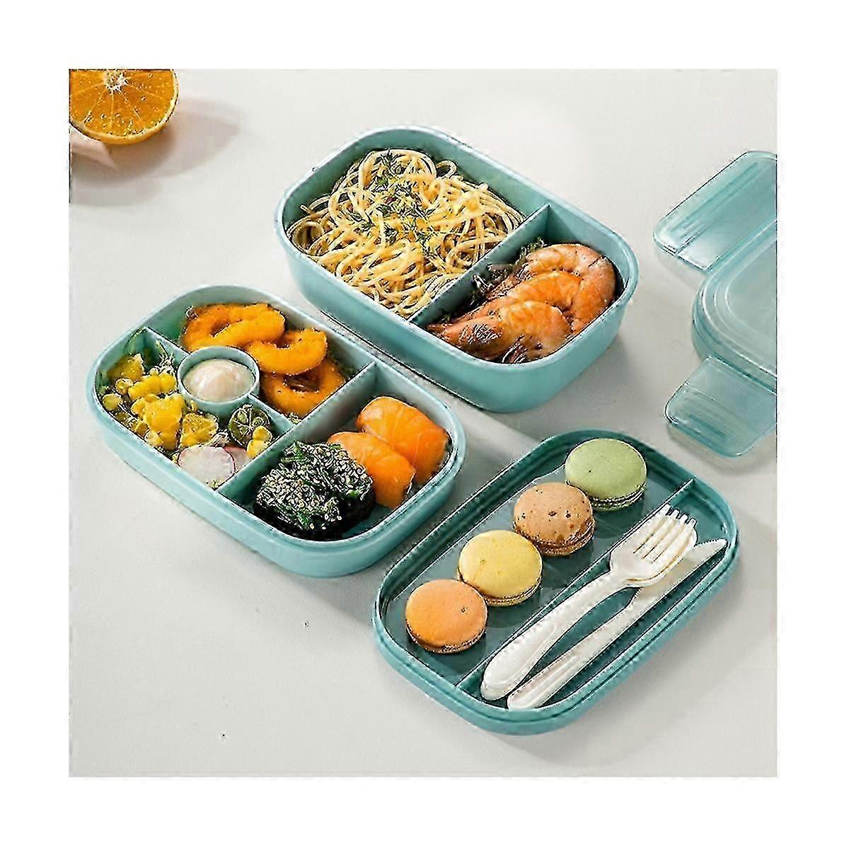Adult Stackable Bento Lunch Box with Utensil and Sauce - 3 Layers Leak-Proof All-In-1 Container