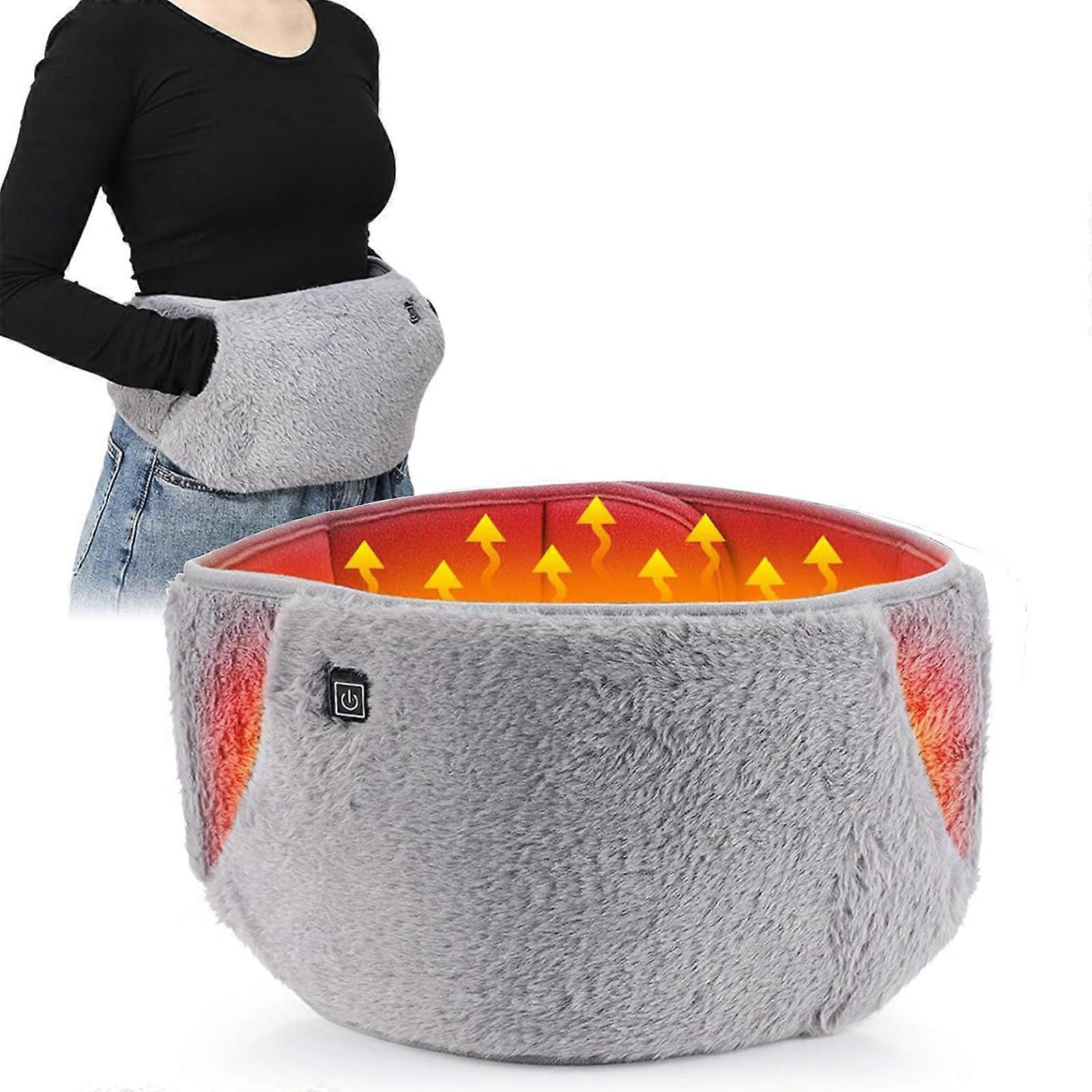 Heated Cushion, Lumbar Heating Belt with USB Connection, Automatic Shutoff, 3 Temperatures Heating Belt for Back and Abdomen (Grey)