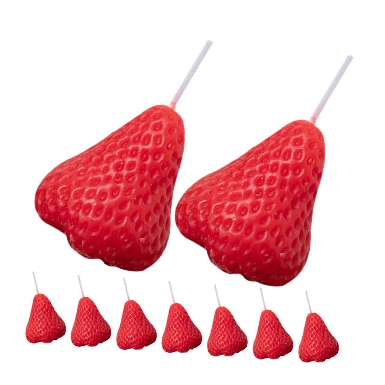9piece scented candle set in strawberry shape, aromatic for weddings, parties, and elegant red candles for festive occasions.