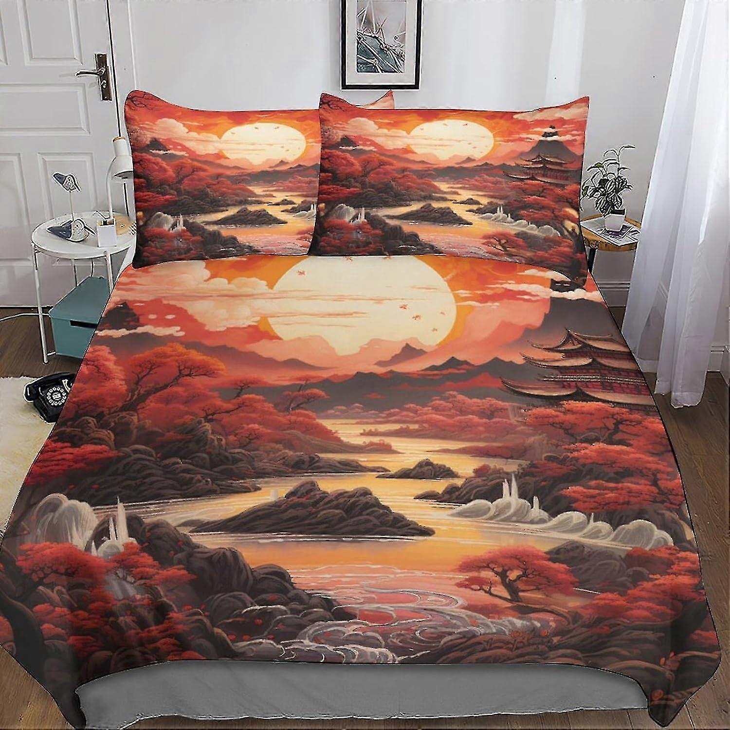 3D Printed Sunset Duvet Cover Set Ultra Soft Hypoallergenic Comforter Cover with Zipper Closure