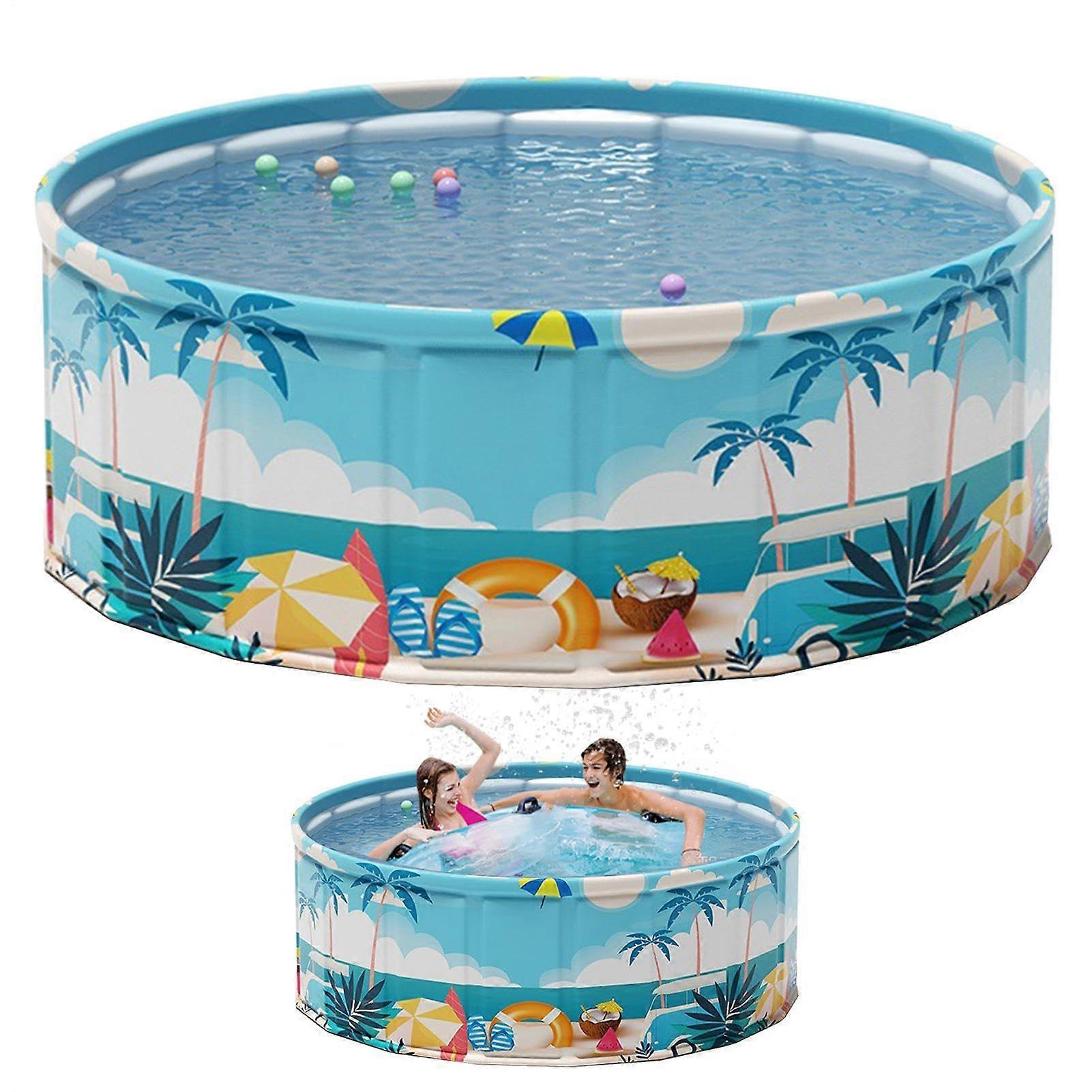 Portable Wading Pool, QuickSet Pet Bathing Pool, NonSlip Base (Blue) 160x45cm