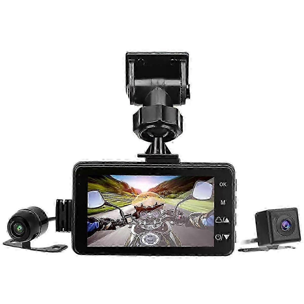 Motorcycle DVR Dash Camera with Front Rear Camera Dual Video Loop Recording Waterproof Motorbike Dr