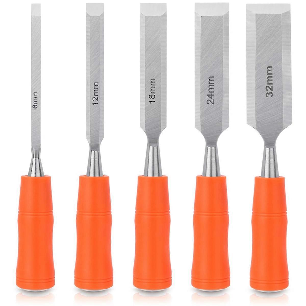 5 Piece Wood Chisel Sets Woodworking Tools Set, Wood Chisels for Woodworking with Steel Hammer End,