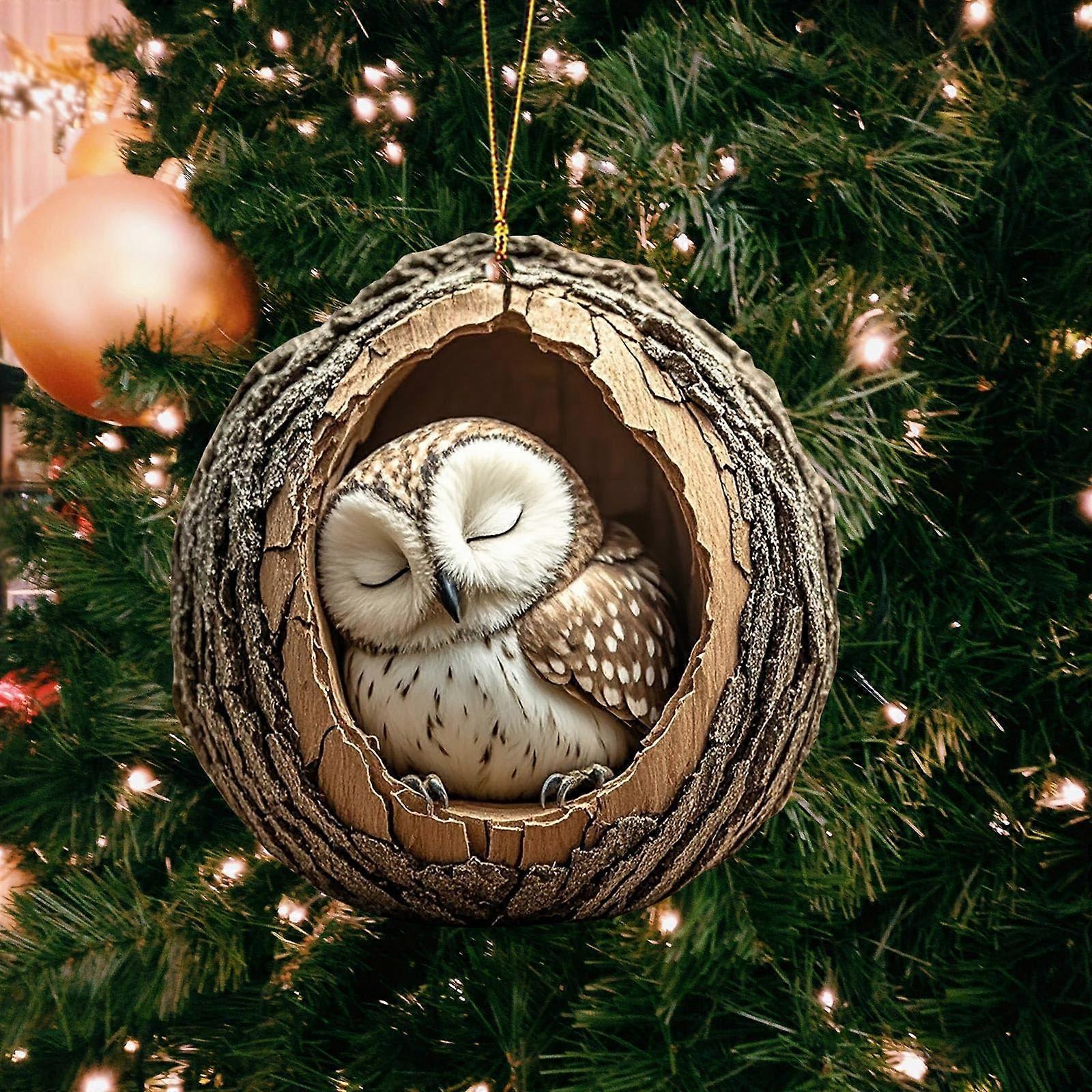Animal Christmas Tree Ornaments 2D Acrylic Pattern Pendant For Christmas Tree Keepsake Gift (F)