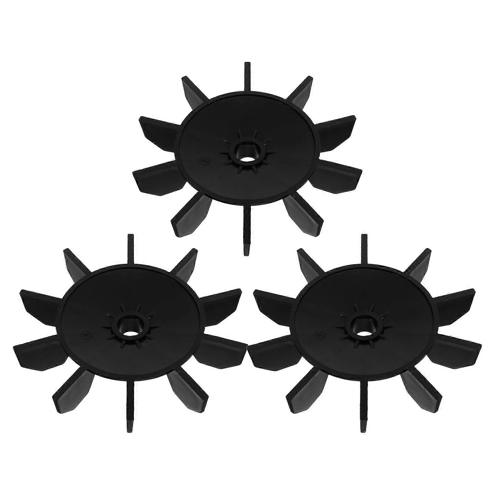 Compact Lightweight Black Plastic Fan for Small Piston Air Pumps 5.31X5.31X1.02in 3Pack