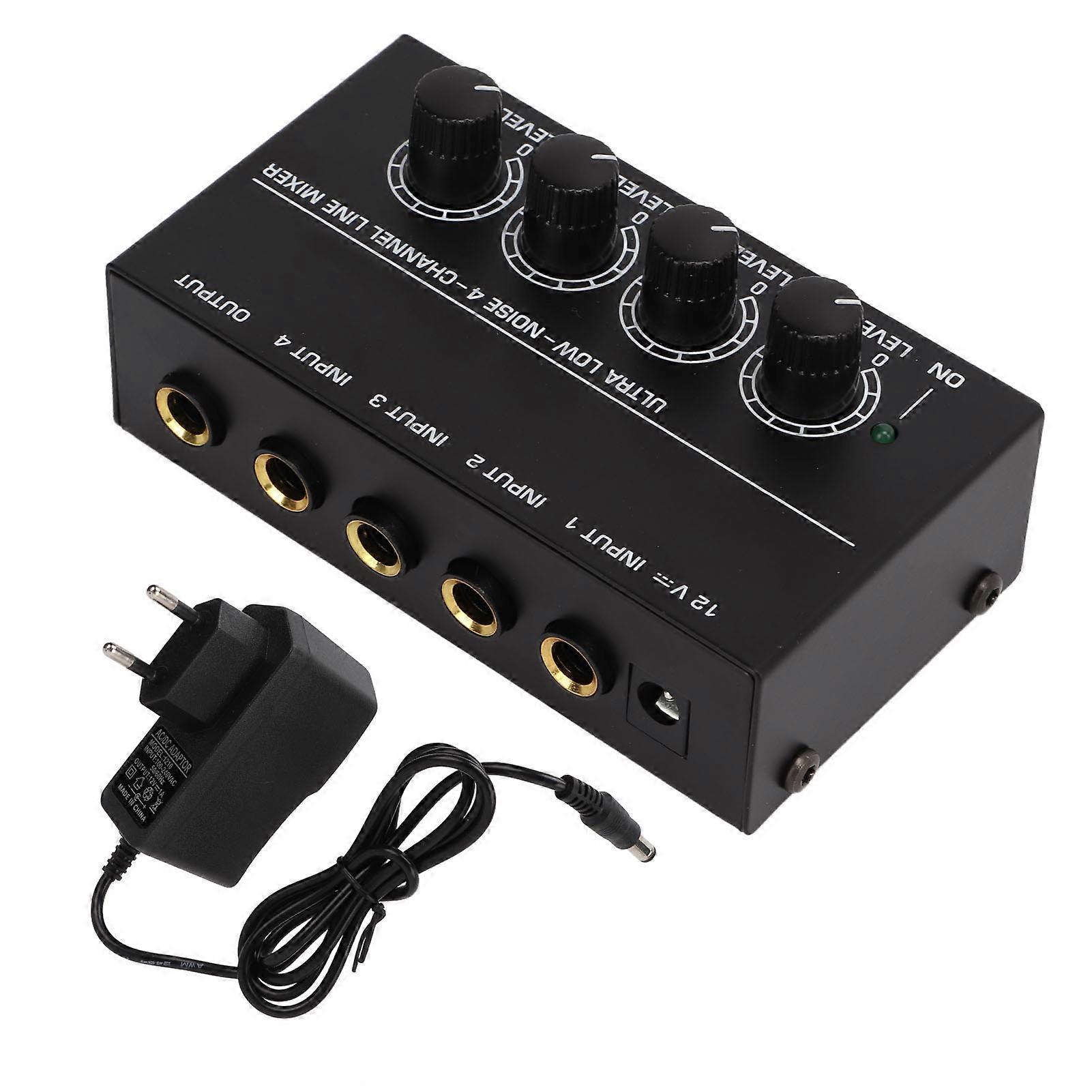 4 Channel Line Mixer Ultra Low Noise Mono Analog o Mixers 1/4in TS 100‑240VAC