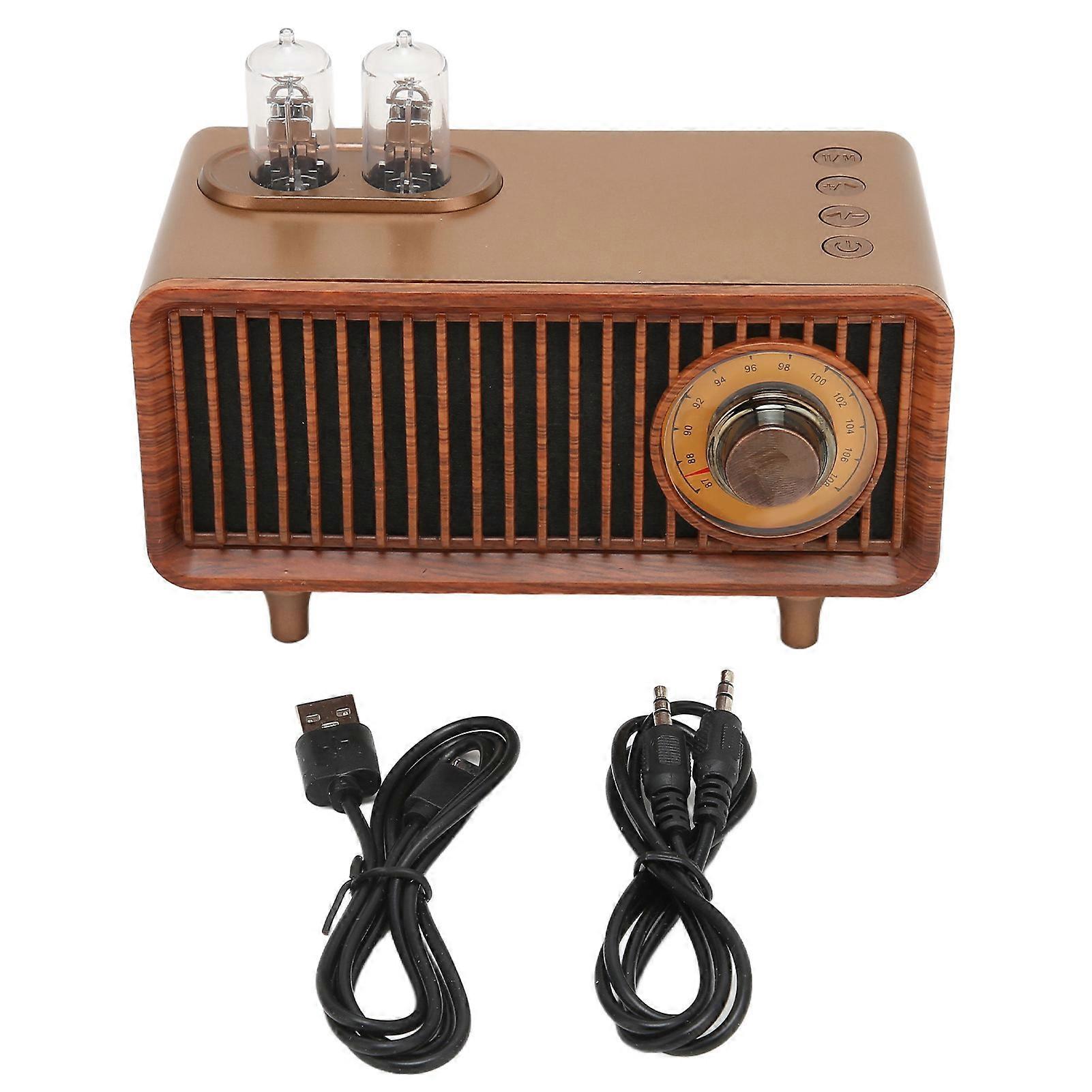 Retro Bluetooth Stereo Memory Card U Disk AUX Vintage Radio Speaker with LED Light for PC Laptop