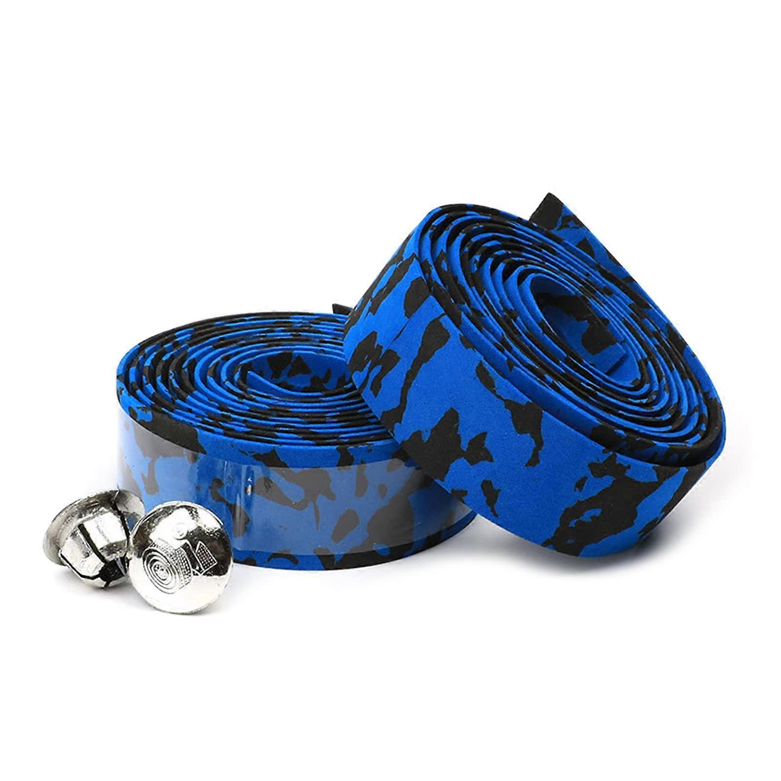 Fahrrad Lenker Klebeband Blue Black, Grippy Handlebar Tape for Drop Bars, Includes End Caps, Durable Material