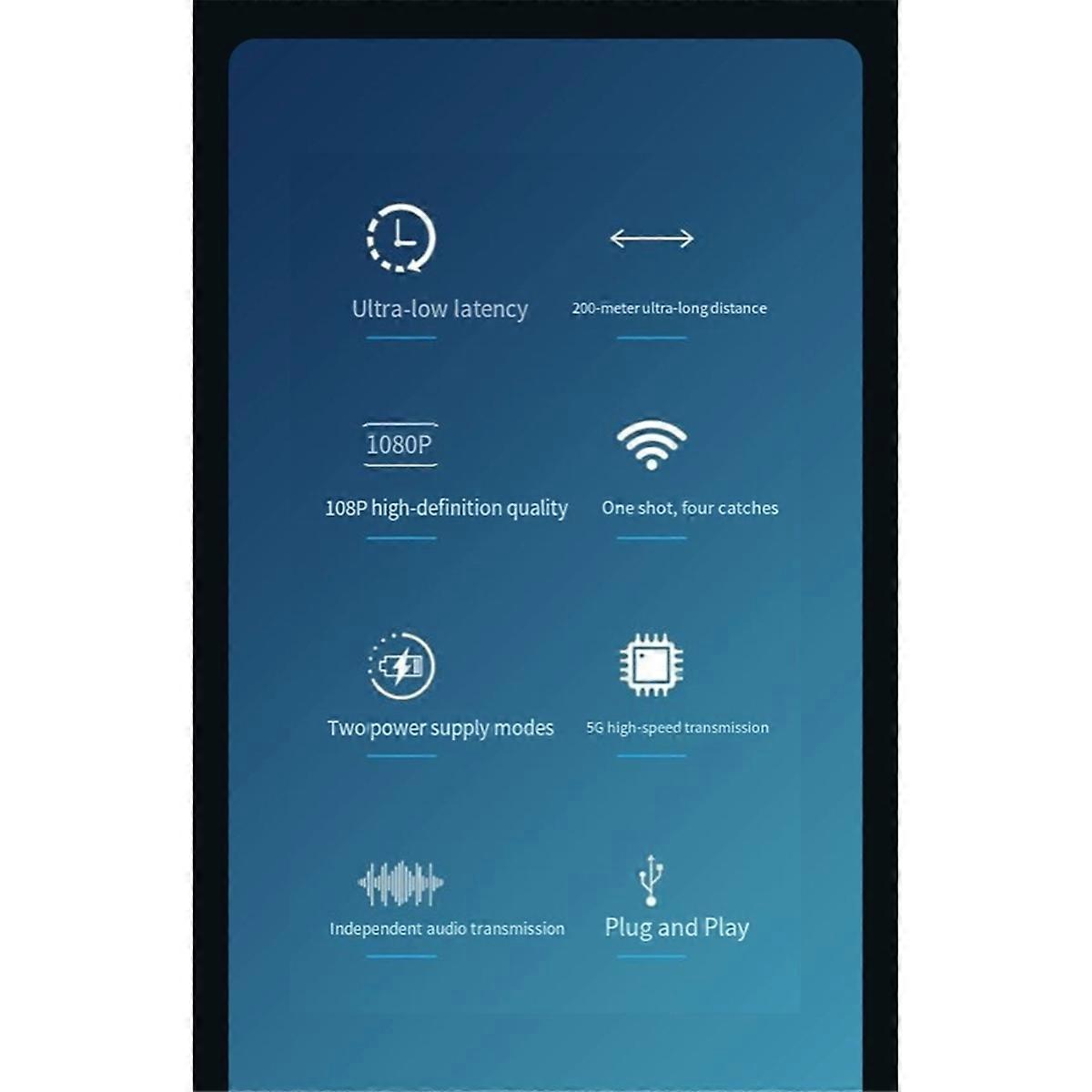 200M Wireless Video Transmitter Receiver with Battery Wireless -Compatible Extender Kit for Camera M